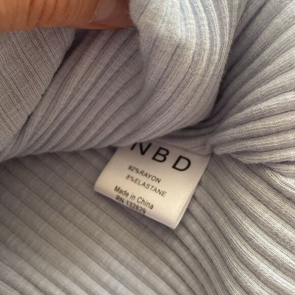 NBD Revolve Seduire Mini Light Blue Dress Off The Shoulder Ribbed Size Small - Picture 15 of 16